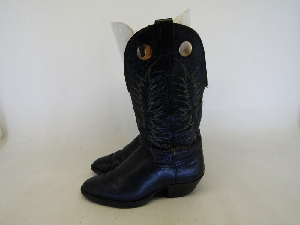 NOCONA Mens Size 7.5 D Black Leather Buckaroo Cowboy Western Boots